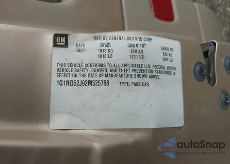 2002 Chevrolet Malibu из США, поврежденный, VIN 1G1ND52J92M525768